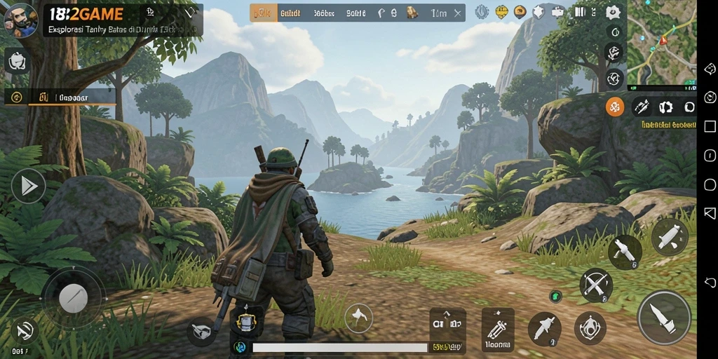 Screenshot gameplay 182GAME menampilkan eksplorasi dunia terbuka yang luas.