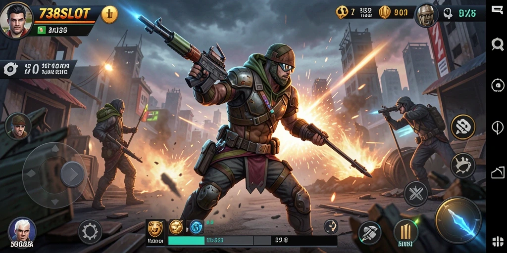 Tampilan menakjubkan dari gameplay Action 738SLOT.