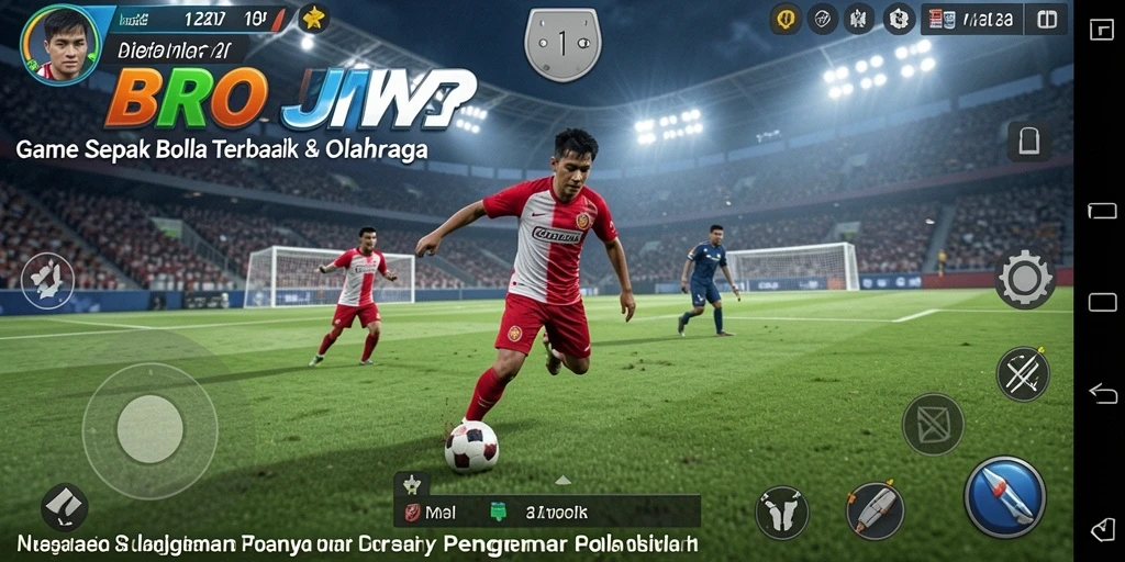 Tampilan gameplay BROJP yang menampilkan aksi sepak bola yang seru dan dinamis.