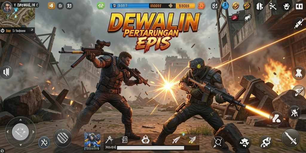 Tampilan gameplay seru dalam DEWALIN yang penuh aksi.