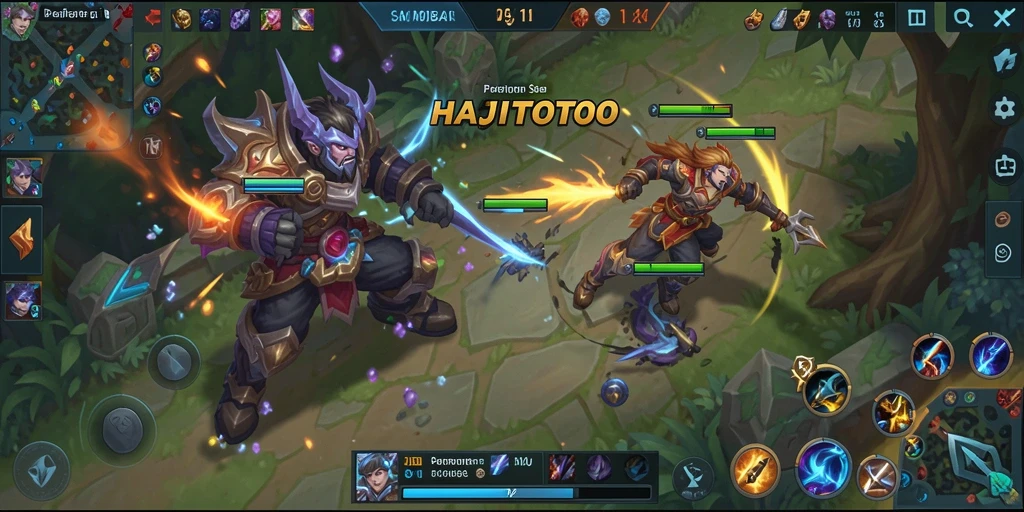 Gameplay seru HAJITOTO dengan karakter unik dan pertarungan intens.