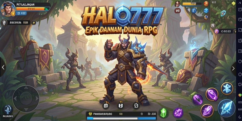 Screenshot gameplay HALO777 yang menunjukkan pertempuran epik dan eksplorasi dunia.