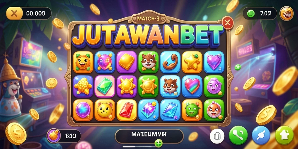 Tangkapan layar gameplay JUTAWANBET yang menunjukkan keseruan mencocokkan simbol.