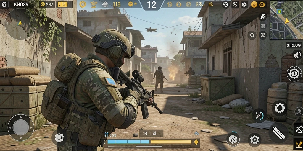 Tampilan aksi menegangkan dalam gameplay KNO89 FPS.