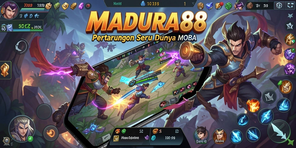 Tangkapan layar gameplay seru MADURA88 dalam aksi MOBA.