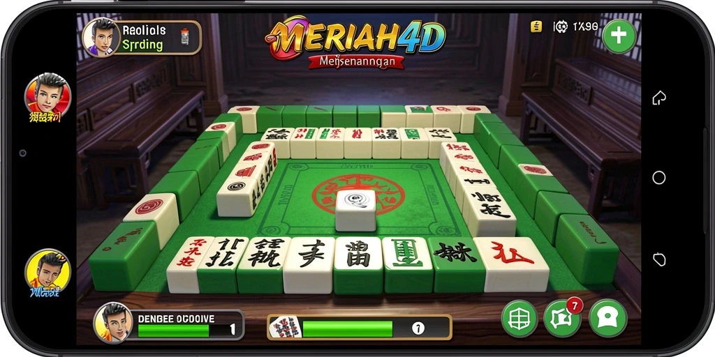 Tangkapan layar gameplay MERIAH4D yang menampilkan aksi Mahjong yang seru.
