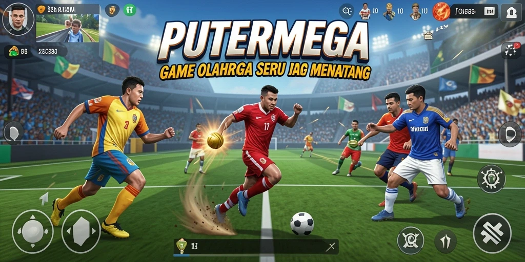 Screenshot utama PUTERMEGA menampilkan aksi seru dalam gameplay olahraga.