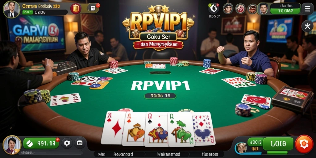 Screenshot gameplay RPVIP1 menampilkan aksi poker yang mendebarkan.