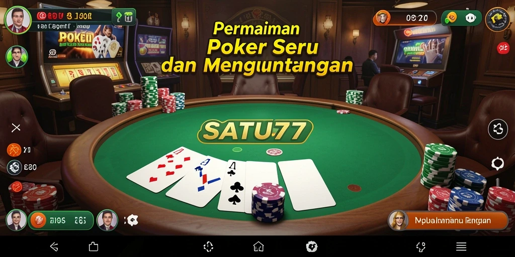 Tampilan utama SATU77 dengan gameplay poker yang seru dan interaktif.