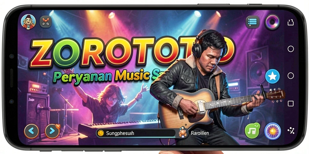 Tampilan gameplay menarik dengan beragam musisi dan alat musik.